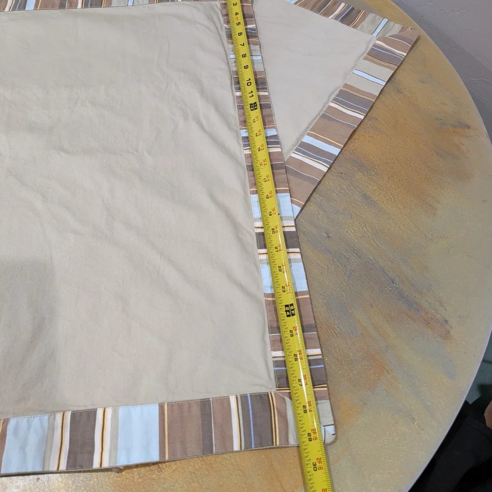 Martha Stewart Beige Tan Framed Striped Mosaic Cotton Euro Pillow Covers 29